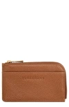 Longchamp Le Foulonné Leather Cardholder In Caramel