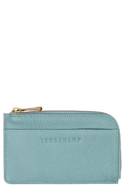 Longchamp Le Foulonné Leather Card Case In Gray