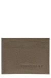 Longchamp Le Foulonné Leather Card Case In Green
