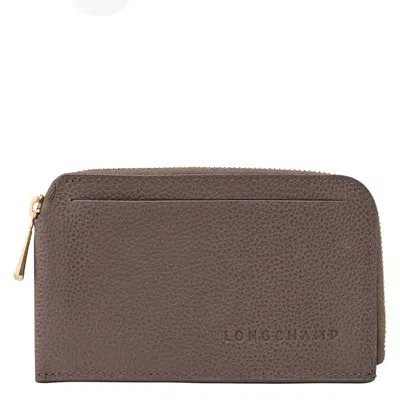 Longchamp Le Foulonne Leather Card Holder In ["brown","gold Tone"]