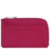 Longchamp Le Foulonne Leather Card Holder In Pink