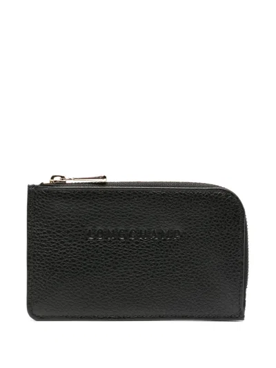 Longchamp Le Foulonné Leather Cardholder In Schwarz