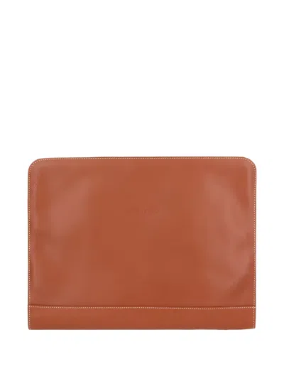 Longchamp Le Foulonné Leather Case In Brown