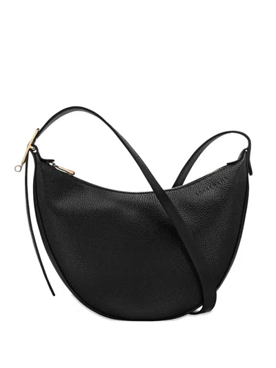 Longchamp Le Foulonné Leather Cross Body Bag In Black