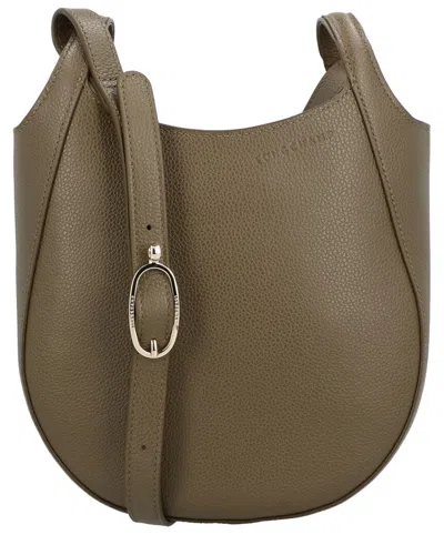 Longchamp Le Foulonné Leather Crossbody In Green
