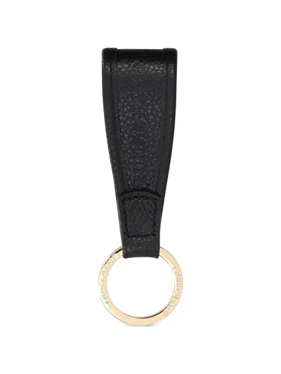 Longchamp Le Foulonné Leather Keyring In Black