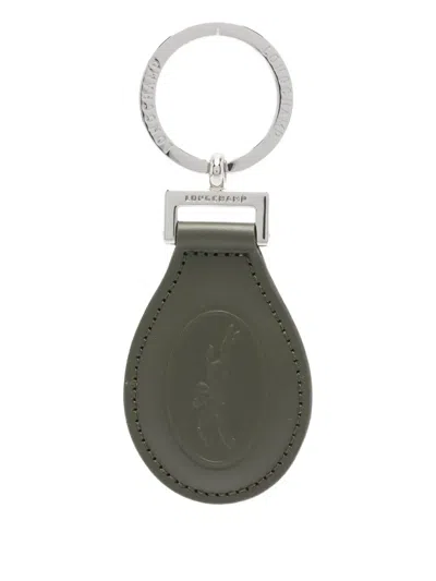 Longchamp Le Foulonné Leather Keyring In Green