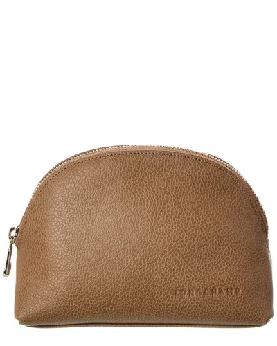 Longchamp Le Foulonné Leather Pouch In Brown