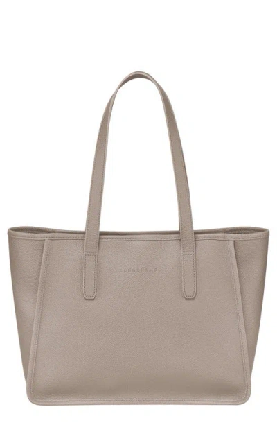 Longchamp Le Foulonné Leather Shoulder Tote In Turtledove