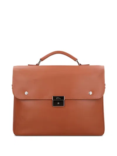 Longchamp Le Foulonne Leather Top-handle Briefcase In Brown