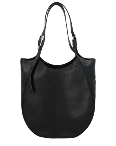 Longchamp Le Foulonne Leather Tote In Black