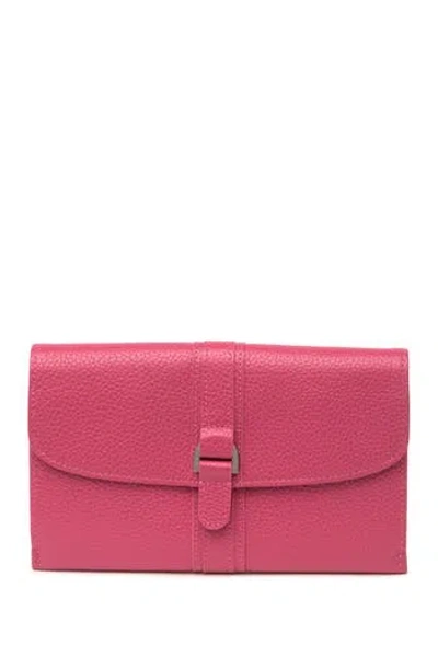 Longchamp Le Foulonne Leather Wallet In Pink
