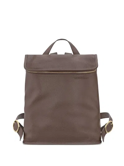 Longchamp Le Foulonné M Leather Backpack In Brown
