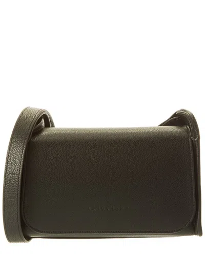 Longchamp Le Foulonné Medium Leather Crossbody In Black