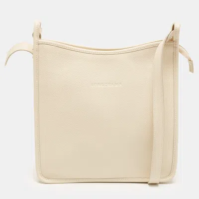 Pre-owned Longchamp Le Foulonne Off White Leather Crossbody Bag