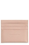 Longchamp 'le Foulonne' Pebbled Leather Card Holder In Pink
