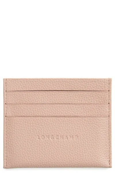 Longchamp 'le Foulonne' Pebbled Leather Card Holder In Pink