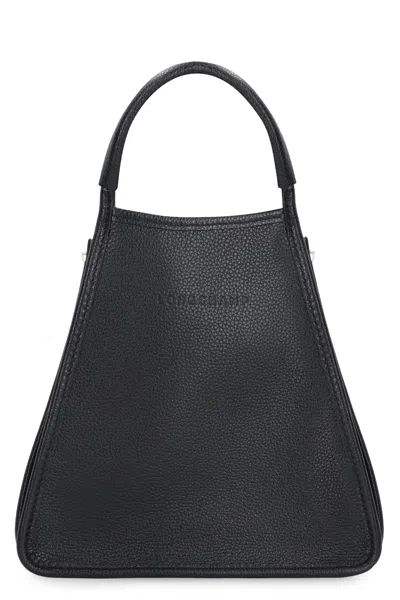 Longchamp Le Foulonné S Grainy Leather Handbag 22cm X 22cm X 15.5cm In Black