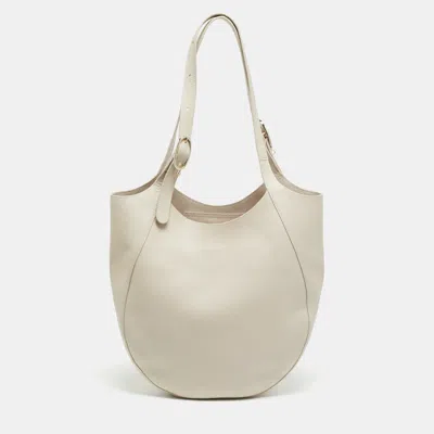 Pre-owned Longchamp Le Foulonne Xl Light Beige Leather Tote In Sand