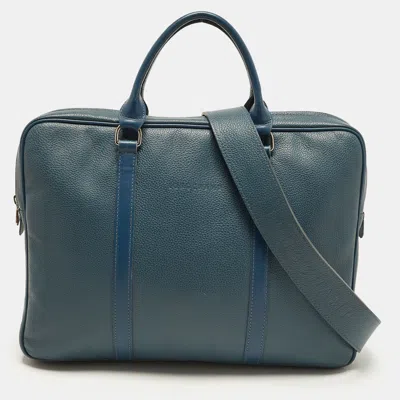 Pre-owned Longchamp Le Foulonne Xs Blue Leather Briefcase Bag