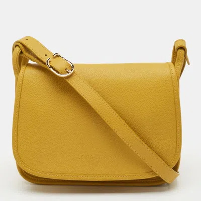 Pre-owned Longchamp Le Foulonne Yellow Leather Crossbody Bag