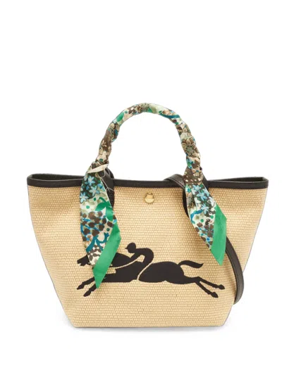 Pre-owned Longchamp Le Panier Pliage Basket Tote Bag In Neutrals