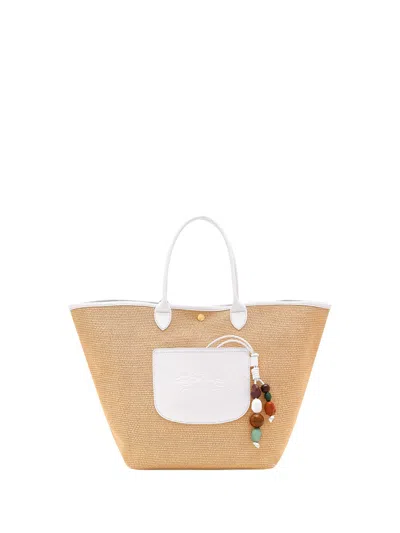 Longchamp `le Panier Pliage Céramique` Medium Basket Bag In White