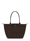 Longchamp Le Pilage Brown Large Tote Bag With Two Top Handles And Embossed Logo On The Front In Ecoleather Wom In Brown