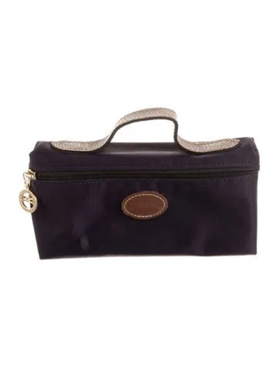 Pre-owned Longchamp Le Pilage Cosmetic Bag In Purple