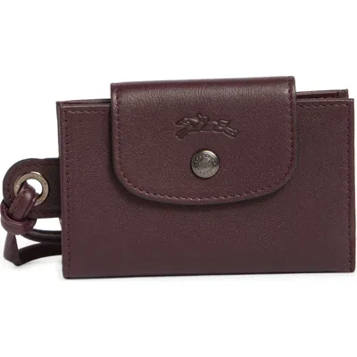 Longchamp Le Pilage Cuir Leather Cardholder In Burgundy