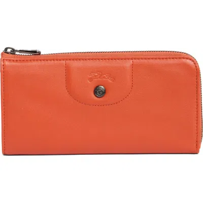 Longchamp Le Pilage Cuir Zip Wallet In Brown
