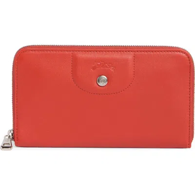 Longchamp Le Pilage Cuir Zip Wallet In Orange