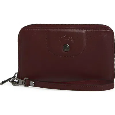 Longchamp Le Pilage Cuir Zip Wristlet Wallet In Brandy