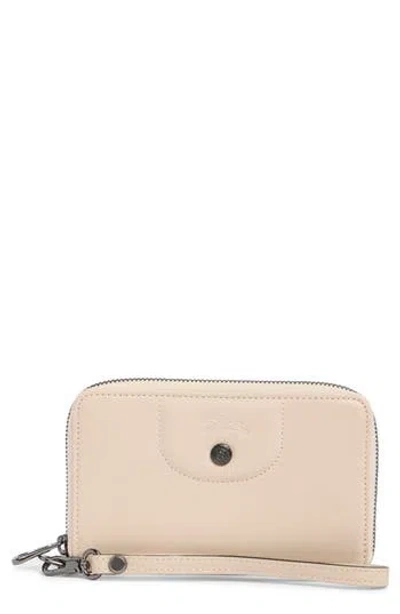 Longchamp Le Pilage Cuir Zip Wristlet Wallet In Gray