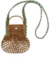 Longchamp Xs La Pliage Mesh Bag In Tobacco Colour In Brown