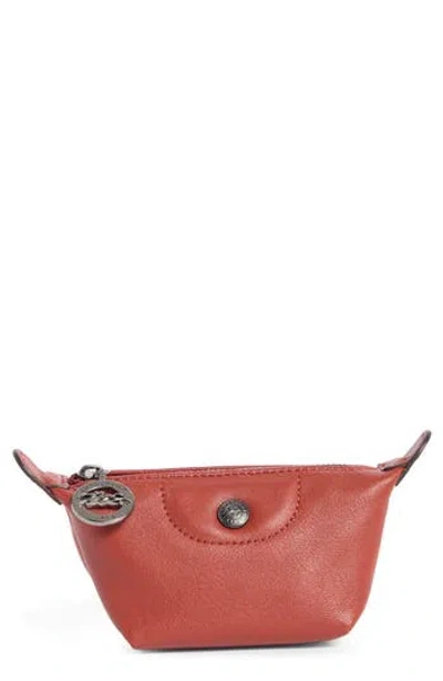 Longchamp Le Pilage Leather Zip Coin Purse In Brown