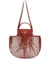 Longchamp L La Pliage Mesh Bag In Terracotta Colour