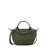 Longchamp Le Pilage Xtra Green Handbag With Adjustable And Removable Shoulder Strap And Embossed Log In Green