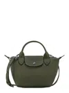 Longchamp Le Pilage Xtra Green Handbag With Adjustable And Removable Shoulder Strap And Embossed Logo On The F In Green