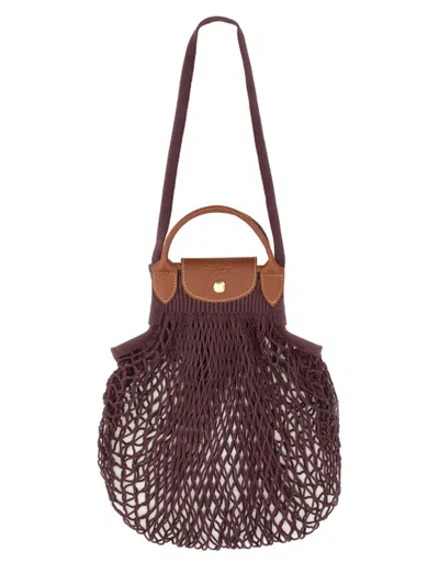 Longchamp Le Plaige Filet Bag In Bordeaux
