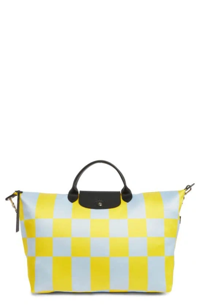 Longchamp Le Pliage 18" Travel Bag In Sky Blue/ Yellow