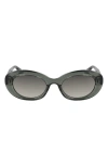 Longchamp Le Pliage 50mm Oval Sunglasses In Transparent Green