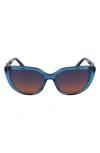 Longchamp Le Pliage 53mm Gradient Cat Eye Sunglasses In Transparent Blue