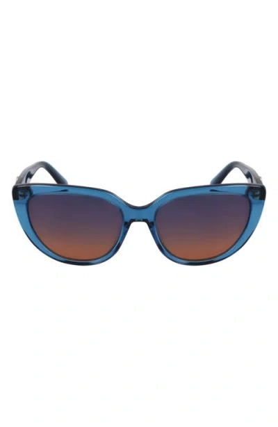 Longchamp Le Pliage 53mm Gradient Cat Eye Sunglasses In Transparent Blue