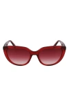 Longchamp Le Pliage 53mm Gradient Cat Eye Sunglasses In Transparent Burgundy