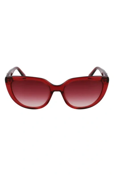 Longchamp Le Pliage 53mm Gradient Cat Eye Sunglasses In Transparent Burgundy