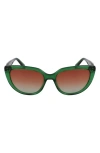 Longchamp Le Pliage 53mm Gradient Cat Eye Sunglasses In Transparent Green