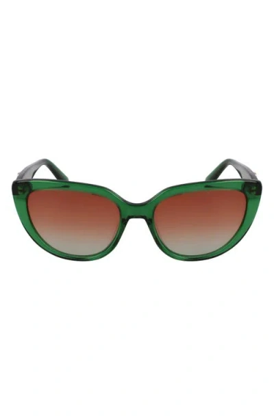 Longchamp Le Pliage 53mm Gradient Cat Eye Sunglasses In Transparent Green