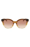 Longchamp Le Pliage 53mm Gradient Round Sunglasses In Striped Honey