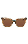 Longchamp Le Pliage 54mm Gradient Cat Eye Sunglasses In Striped Brown/petrol